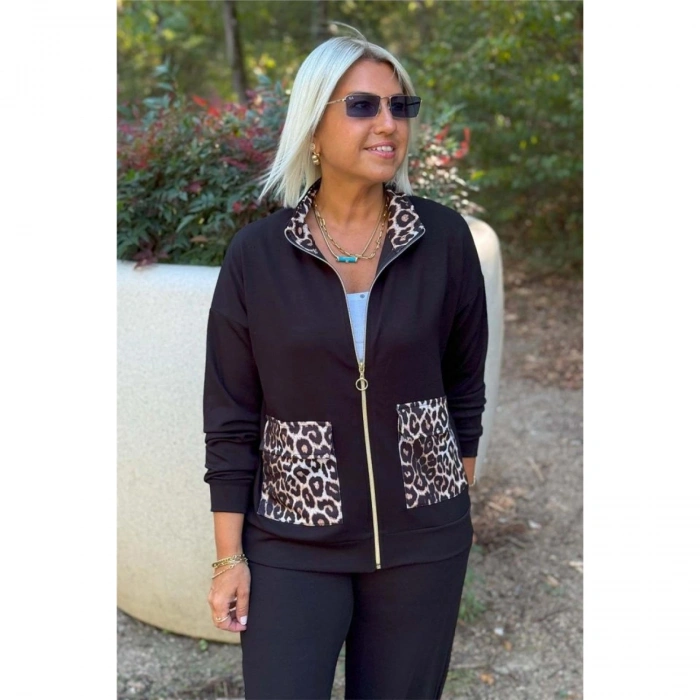 Kadın Uzun Kollu Lepoar Cep Detay Modal Kumaş Ikili Takım