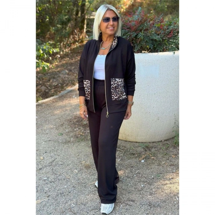 Kadın Uzun Kollu Lepoar Cep Detay Modal Kumaş Ikili Takım