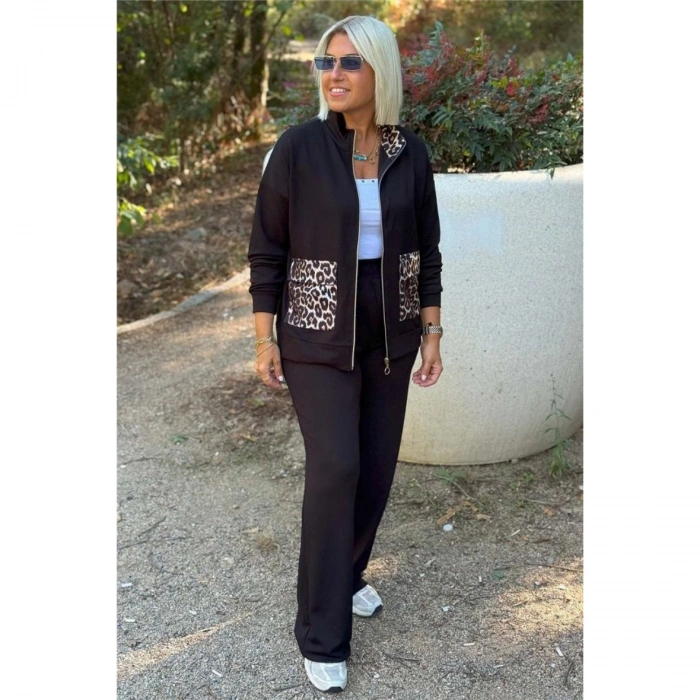 Kadın Uzun Kollu Lepoar Cep Detay Modal Kumaş Ikili Takım