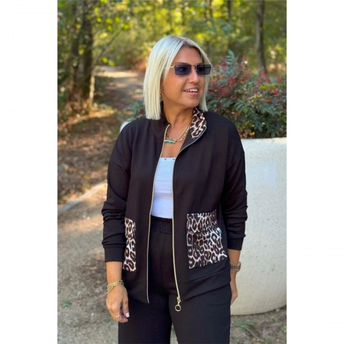 Kadın Uzun Kollu Lepoar Cep Detay Modal Kumaş Ikili Takım