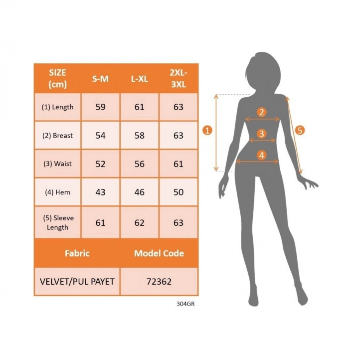 Kadın Uzun Kollu önü Açık Fermuarlı Pulpayetli Kadife Ceket