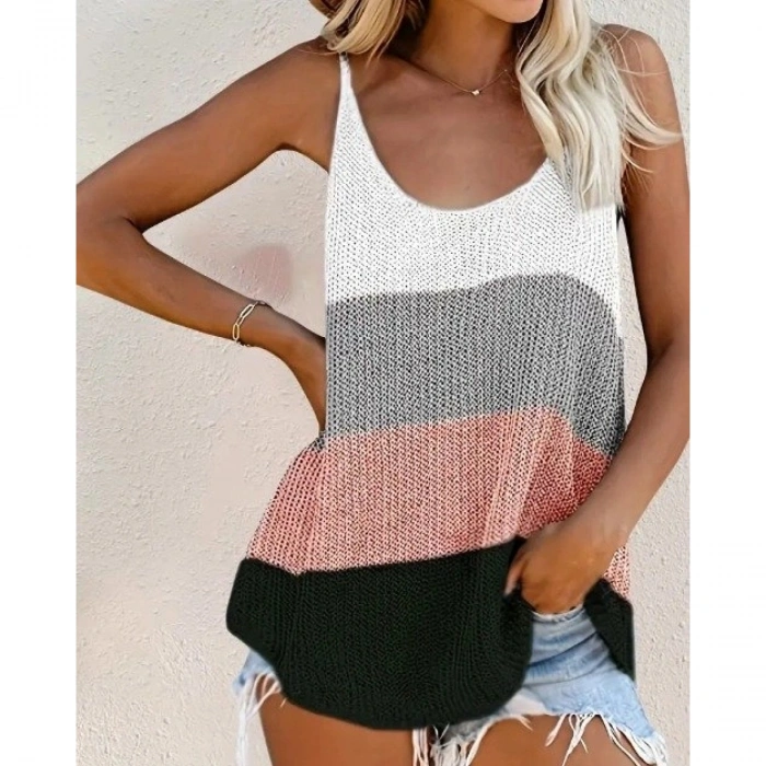 Kadın Askılı Yuvarlak Yaka Salaş Triko Bluz