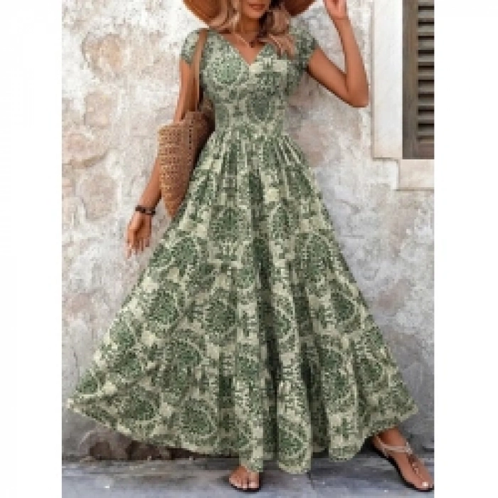 Kadın Kısa Kollu Kruvaze Yaka Beli Lastikli Süprem