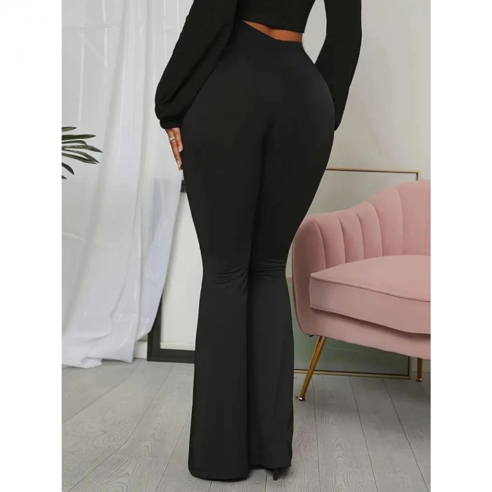 Kadın Yüksek Bel Ispanyol Paça Dalgıç Pantolon