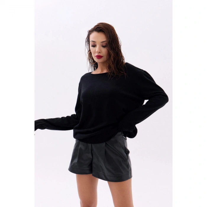 4216 TRİKO DÜZ SALAŞ KAZAK-SİYAH