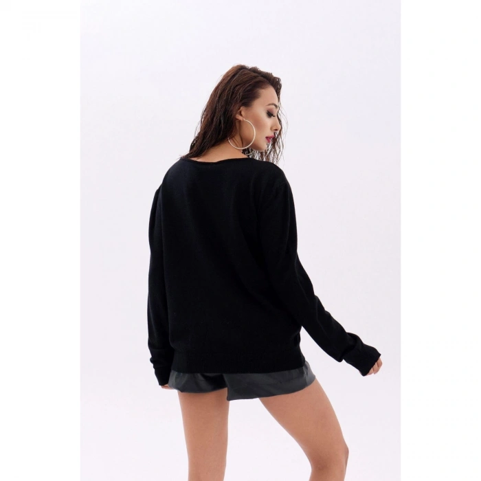 4216 TRİKO DÜZ SALAŞ KAZAK-SİYAH