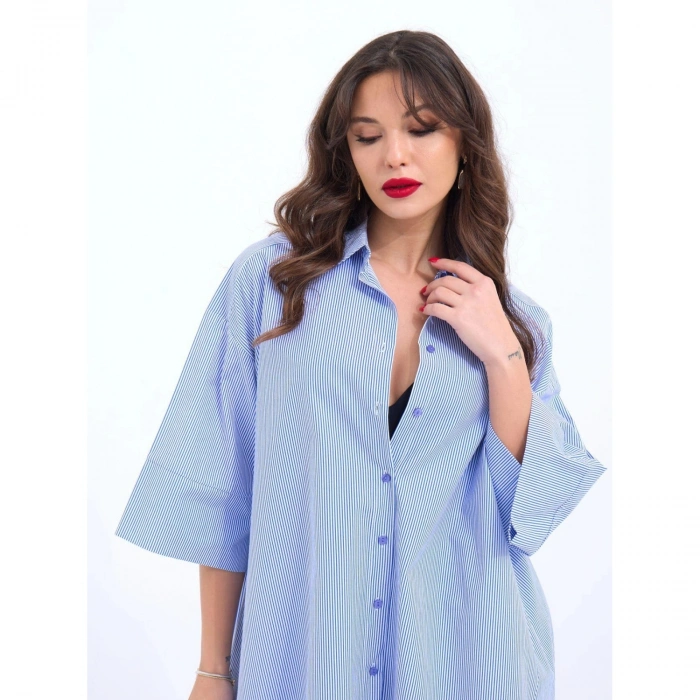 4328 GÖMLEK-MAVİ BEYAZ ÇİZGİLİ