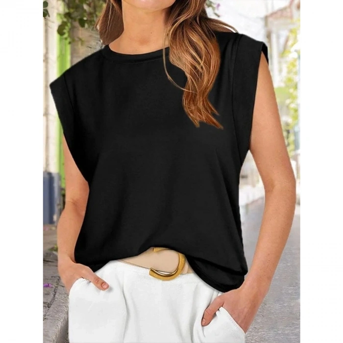 Kadın Kısa Kollu Bisiklet Yaka Viskon Bluz