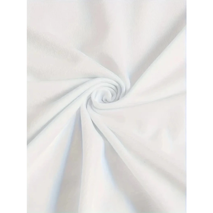 Baskılı Oversize Bisiklet Yaka T-shirt - Beyaz