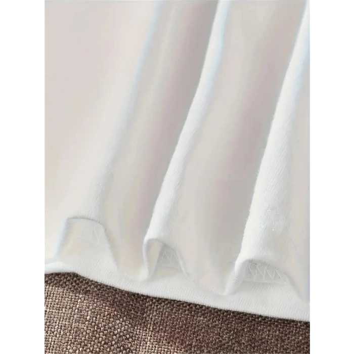 Baskılı Oversize Bisiklet Yaka T-shirt - Beyaz