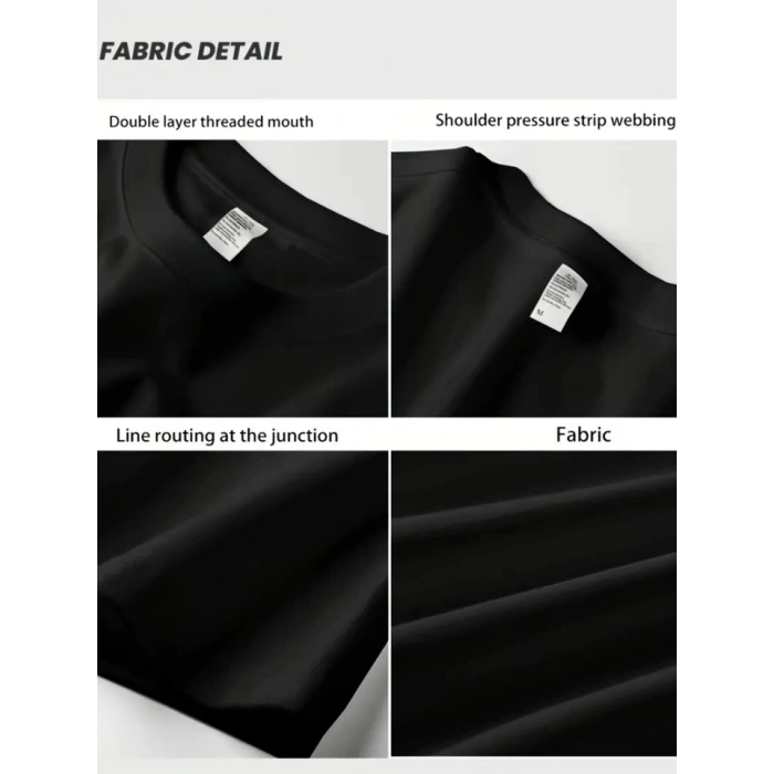 Baskılı Oversize Bisiklet Yaka T-shirt - Siyah