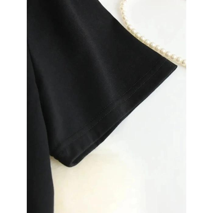 Baskılı Oversize Bisiklet Yaka T-shirt - Siyah