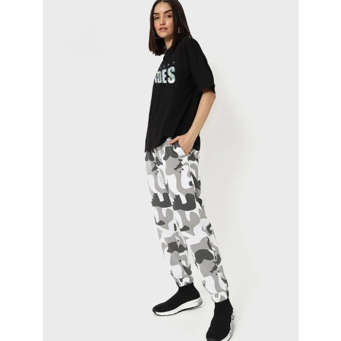 Baskılı Oversize T-shirt - Siyah