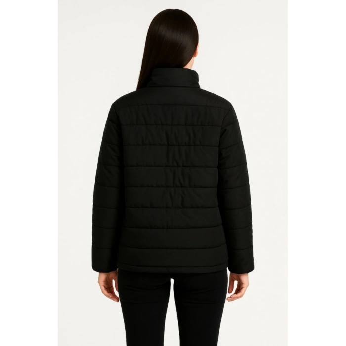 Bomber Mont Ceket – Su İtici Kumaş, Kapitone Astarlı, Fermuarlı, Kışlık - Siyah