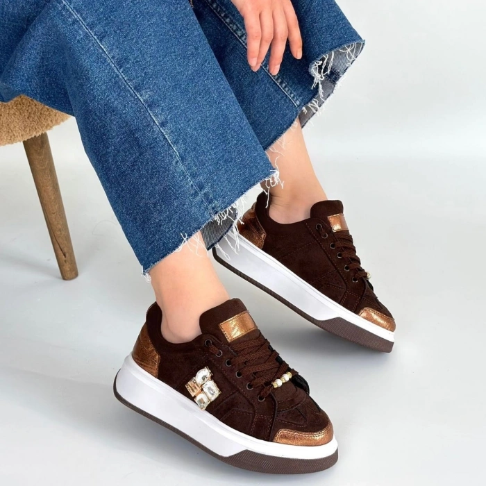 Ceans Kahverengi Süet Bağcıklı Spor Ayakkabı