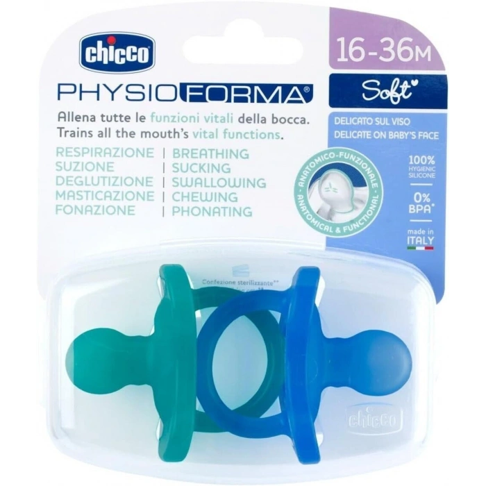 Chicco PhysioForma Soft 2li Silikon Emzik 16-36 Ay Erkek