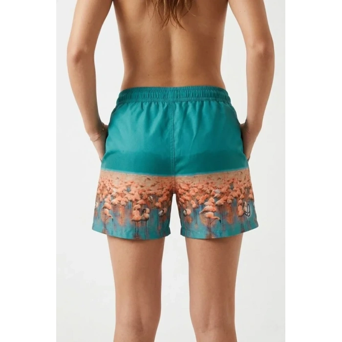 Deniz Şortu Fermuarlı Cepli File Astarlı Hızlı Kuruyan Premium - Su Yeşili