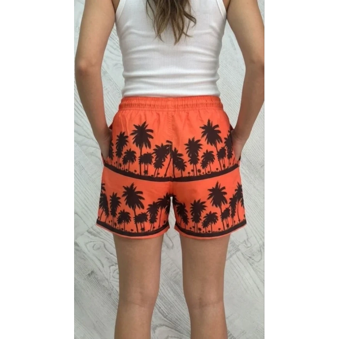 Deniz Şortu Fermuarlı Cepli File Astarlı Hızlı Kuruyan Premium - Turuncu