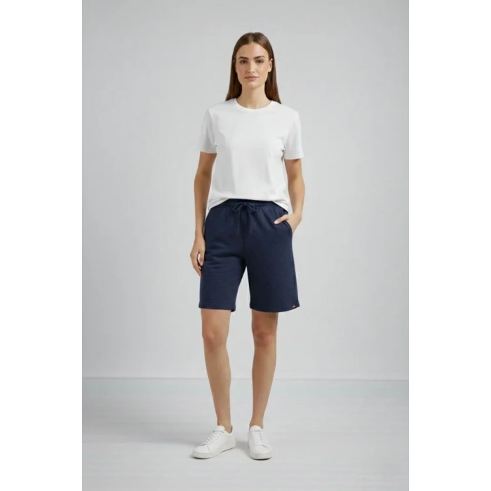 Dokuma Otoban Şort Beli Lastikli Bağcıklı, Cepli, Rahat Kesim Günlük Yazlık Şort - Lacivert