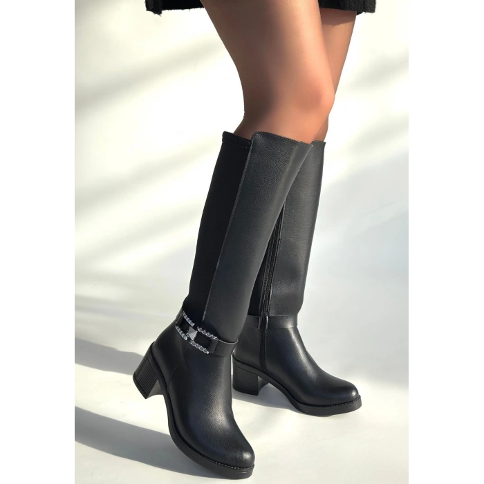 Emrat Siyah Cilt Topuklu Çizme