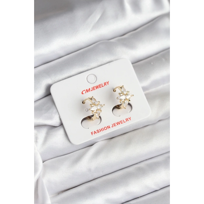 Erb 14K Gold Renk Kaplama Kutup Yıldız Zirkon Taşlı CM Kadın Küpe