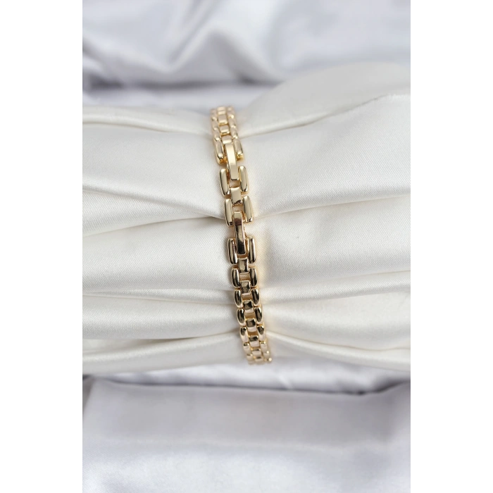 Erb 14K Gold Renk Kaplama Zirkon Kare Taşlı CM Kadın Bileklik