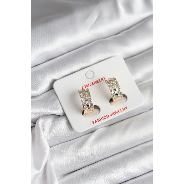 Erb 14K Gold Renk Kaplama Zirkon Taşlı CM Kadın Küpe