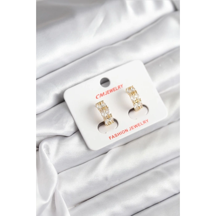 Erb 14K Gold Renk Kaplama Zirkon Taşlı CM Kadın Küpe