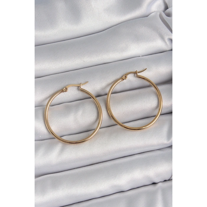 Erb 316 Çelik Gold Renk 33 Mm Kadın Halka Model Kadın Küpe