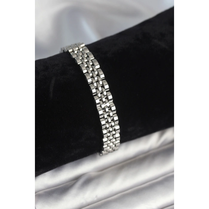 Erb 316L Çelik 9 Mm Kalınlıkta Gümüş Renkli Erkek Bileklik