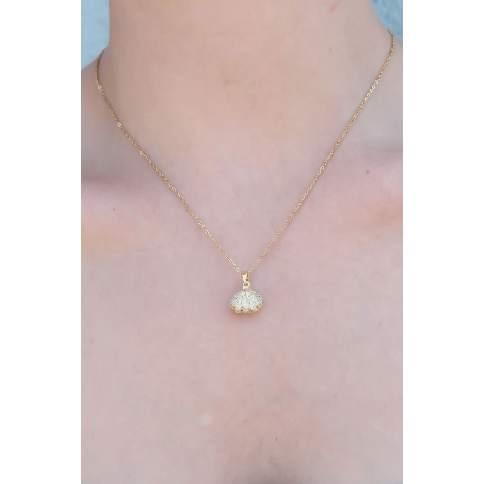 Erb 316L Çelik Gold Renk Açılır Midye Model Kadın Kolye