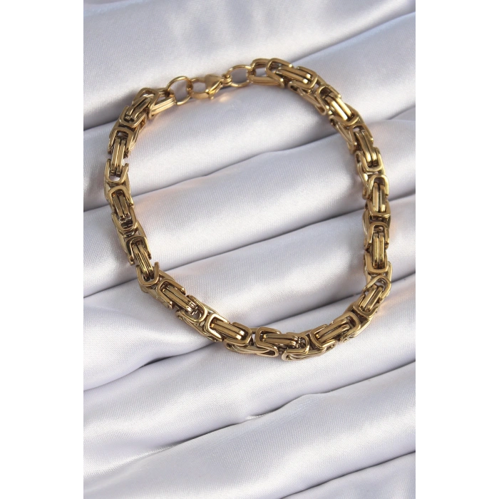 Erb 316L Çelik Gold Renk Kral Zincir Model Erkek Bileklik