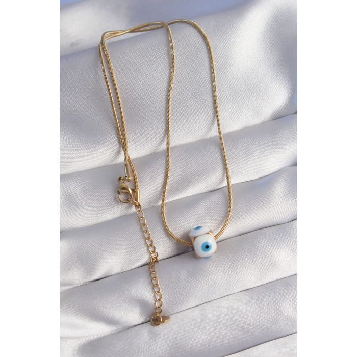 Erb 316L Çelik Gold Renk Mineli Nazar Model Kolye