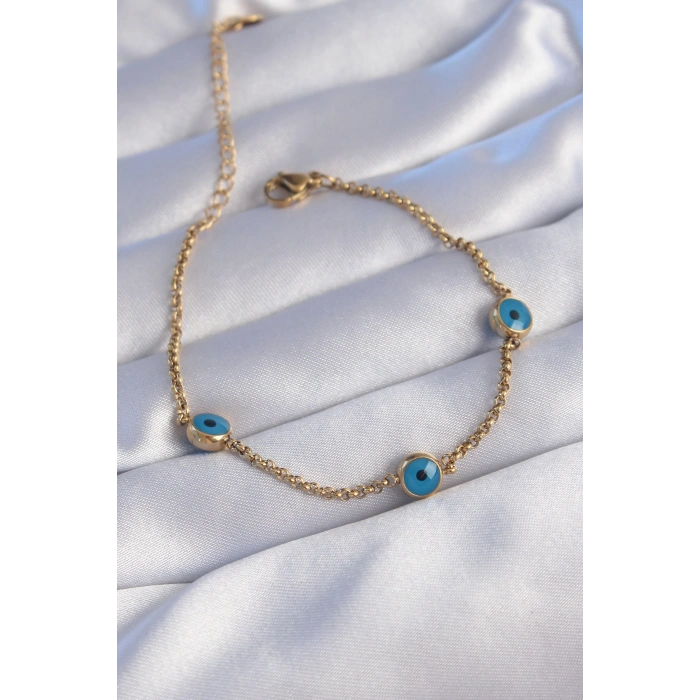 Erb 316L Çelik Gold Renk Nazar Boncuk Tasarımlı Bileklik
