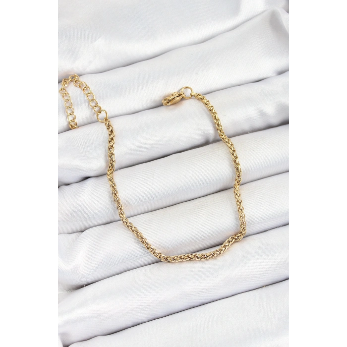 Erb 316L Çelik Gold Renk Örgü Burgu Zincir Erkek Bileklik