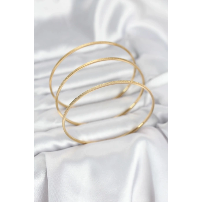 Erb 316L Çelik Gold Renk Simli Model Ajda 65 Mm Kadın Bileklik