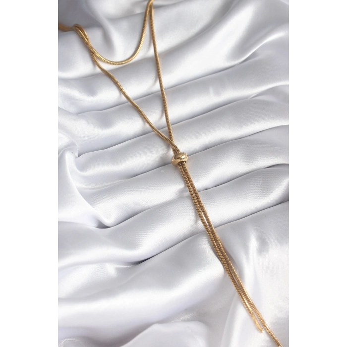 Erb 316L Çelik Gold Renk Tüp Zincir Asansör Model Kadın Kolye