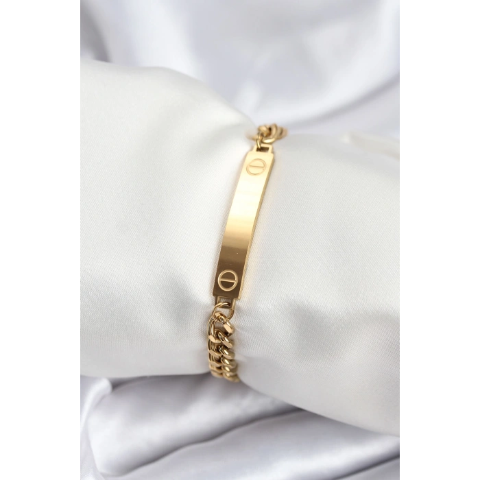 Erb 316L Çelik Gold Renk Yazı Yazmaya Uygun Kadın Bileklik