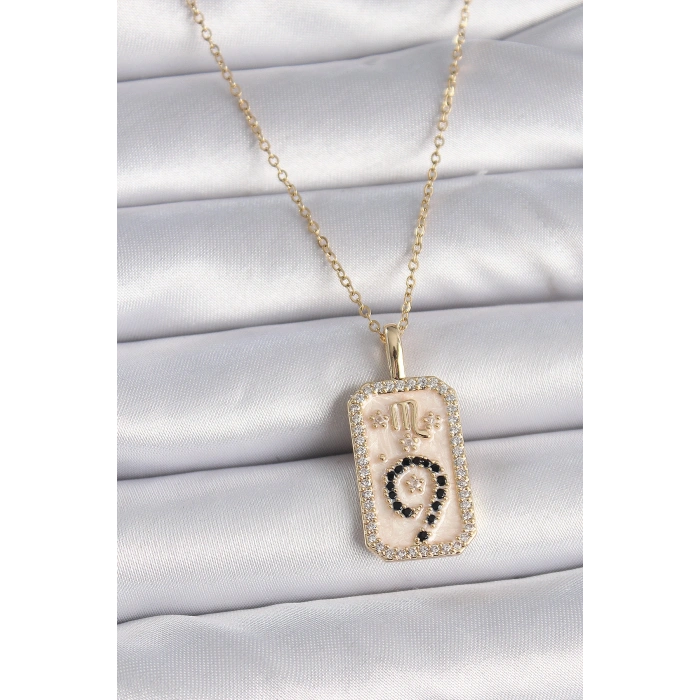 Erb 316L Çelik Gold Renk Zincir Akrep Burcu Zirkon Taşlı Kadın Kolye