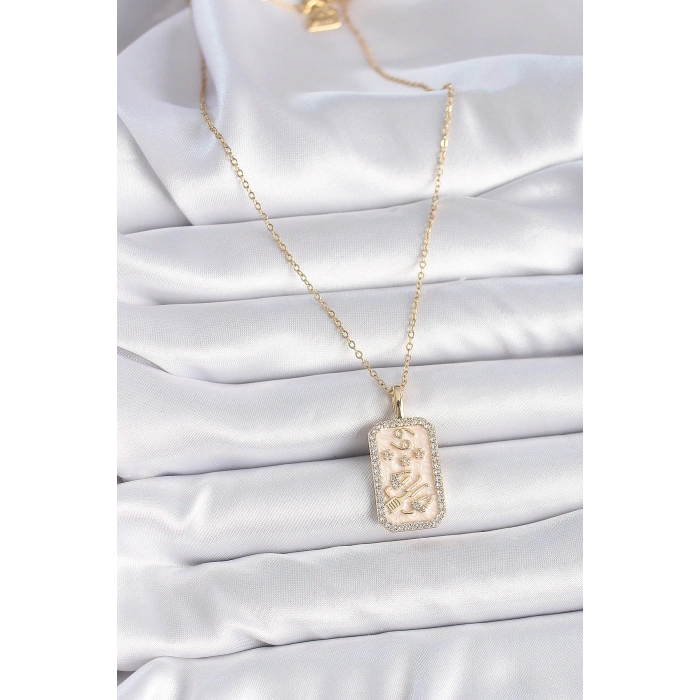 Erb 316L Çelik Gold Renk Zincir Yengeç Burcu Zirkon Taşlı Kadın Kolye
