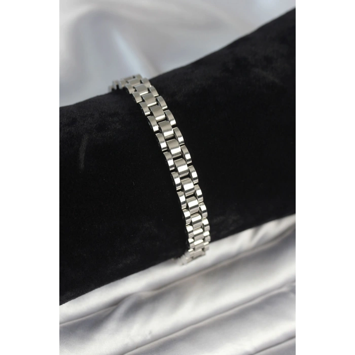 Erb 316L Çelik Gümüş Renk 7 Mm Kalınlık Erkek Bileklik