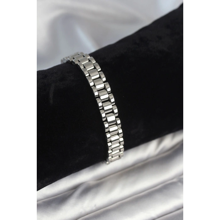 Erb 316L Çelik Gümüş Renk 9 Mm Kalınlık Erkek Bileklik