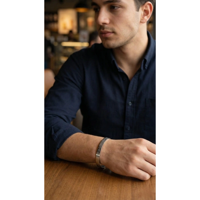 Erb 316L Çelik Gümüş Renk Ayetel Kürsi Yazılı Bileklik