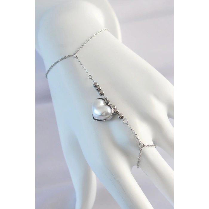 Erb 316L Çelik Gümüş Renk Beyaz Bubble Kalp Tasarımlı Şahmeran