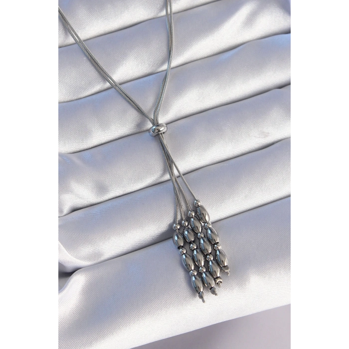 Erb 316L Çelik Gümüş Renk Boyu Ayarlanabilir Sallantılı Model Kolye