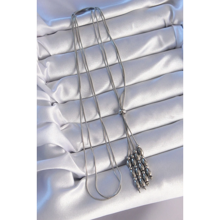 Erb 316L Çelik Gümüş Renk Boyu Ayarlanabilir Sallantılı Model Kolye