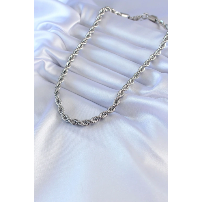 Erb 316L Çelik Gümüş Renk Burgu Model 45 Cm Kadın Kolye