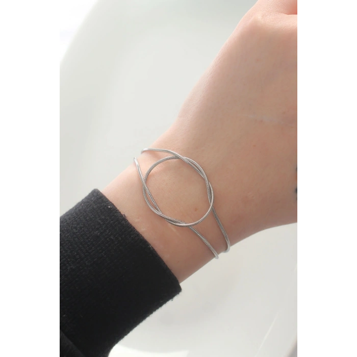 Erb 316L Çelik Gümüş Renk Düğüm Model Bileklik