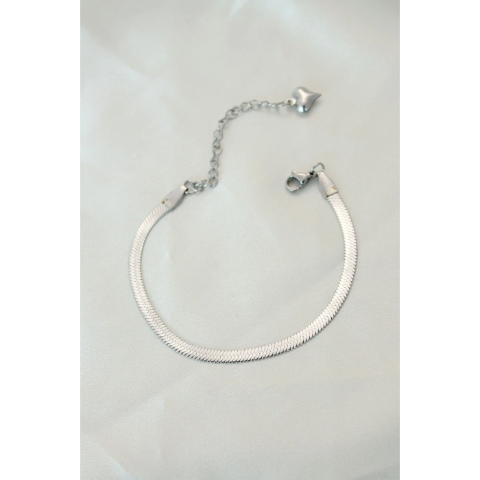 Erb 316L Çelik Gümüş Renk İtalyan Zincirli Bileklik