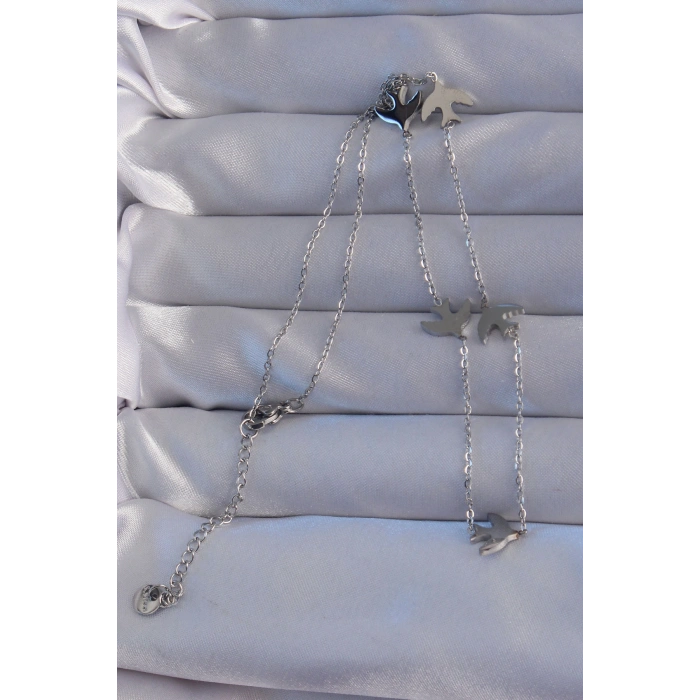 Erb 316L Çelik Gümüş Renk Kuş Model Kolye